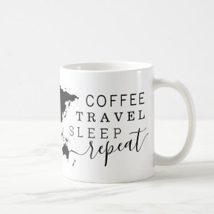 Coffee Travel Sleep Repeat Frequent Traveller Coffee Mug