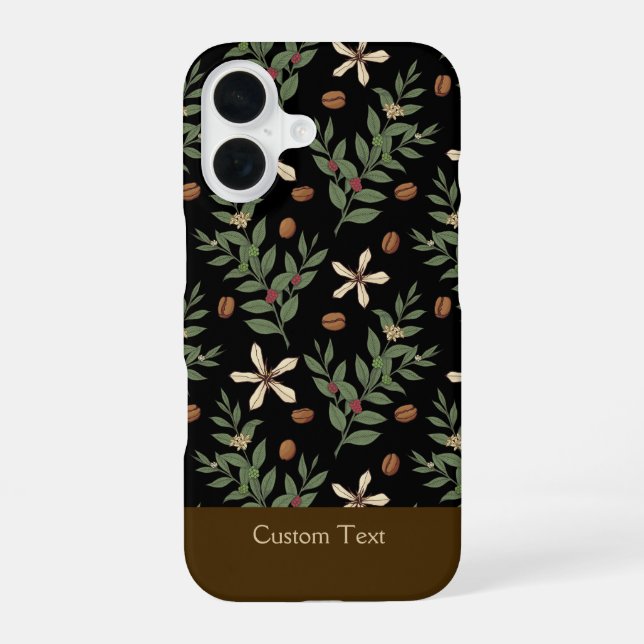 Coffee Tree Pattern iPhone 16 Case (Back)