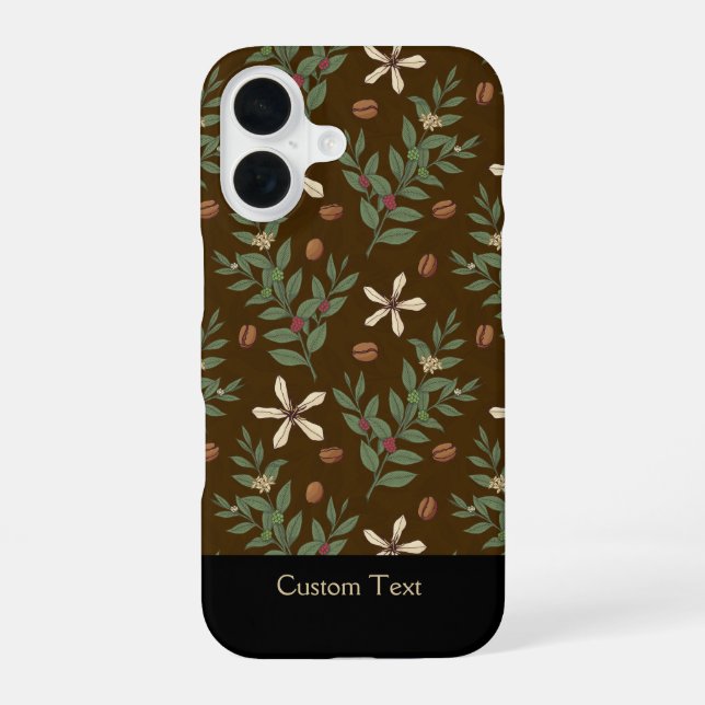 Coffee Tree Pattern iPhone 16 Case (Back)