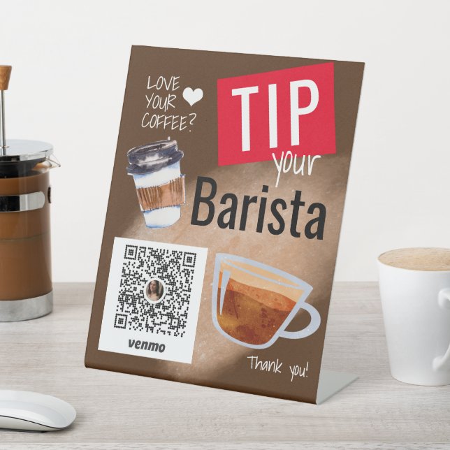 Coffee Truck Coffee Barista Pedestal Sign (In SItu)