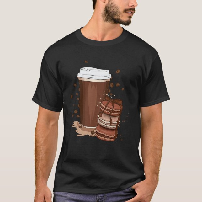 Coffee Tumbler And Macaroon Cake Aesthetics ON BAC T-Shirt (Front)
