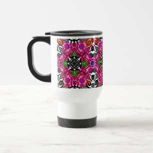 Coffee tumbler cup mug mandala floral pink gift