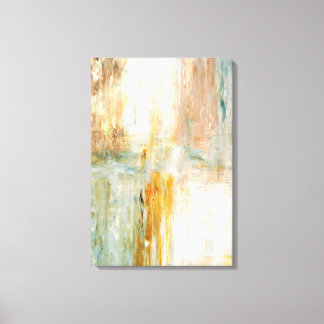 'Coffee' Turquoise and Brown Abstract Art Painting Canvas Print
