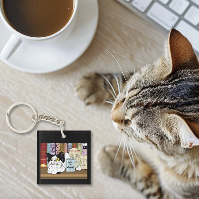 Coffee Tuxedo Cat Funny Key Ring (Creator Uploaded)