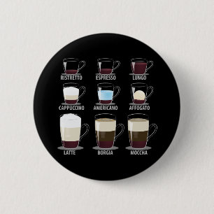 Coffee Types 6 Cm Round Badge