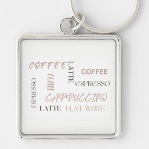 Coffee Typography Modern Café Style Coffee Lover Key Ring