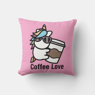 Coffee Unicorn Throw Pillow