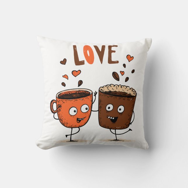 Coffee Vibes Minimalist Latte Art  Cushion (Front)