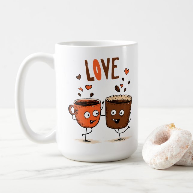 Coffee Vibes Minimalist Latte Art  Mug (With Donut)