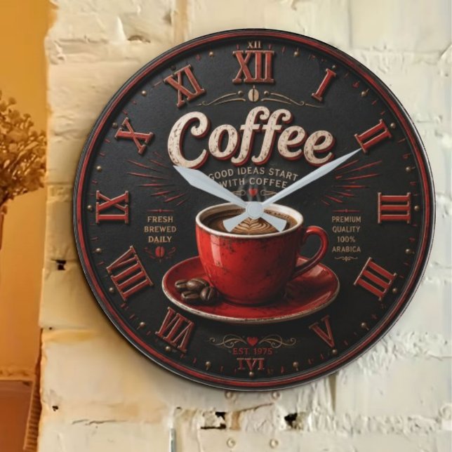 Coffee Vintage Latte Large Clock (Creator Uploaded)