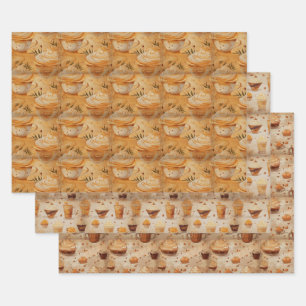 Coffee Vintage Rustic Watercolor Set No1 Wrapping Paper Sheet