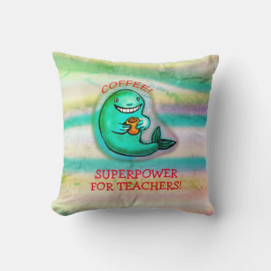 Coffee whale Throw Pillow