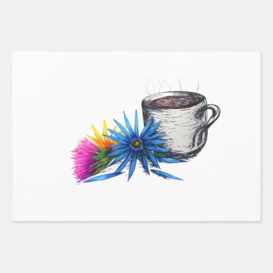Coffee & Wildflowers Wrapping Paper Sheet