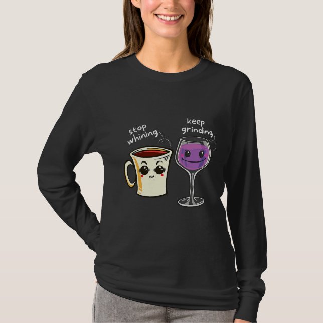 Coffee Wine Couples Romantic T-Shirt (Front)