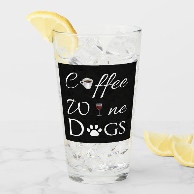 Coffee Wine Dogs Glass Cup (Front Ice)