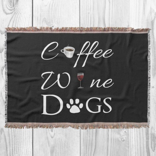 Coffee Wine Dogs Throw Blanket (Coffee Wine Dog Throw Blanket)