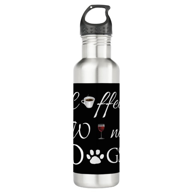 Coffee Wine Dogs Water Bottle (Front)