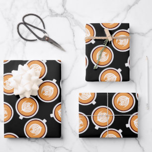 Coffee With Caramel Drip Pattern Wrapping Paper Sheet