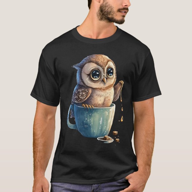 Coffee with cute owl owl coffee mug T-Shirt (Front)