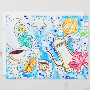 Coffee with Fall Leaves Art