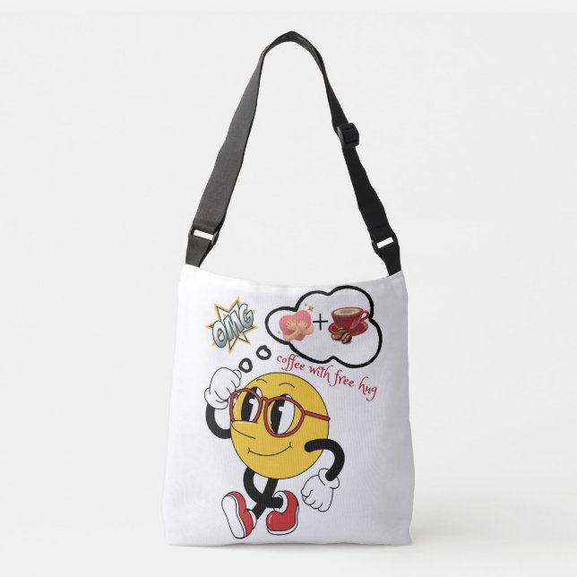 ☕ Coffee With Free Hug 🤗 | Cute Emoji Tote Bag (Front)