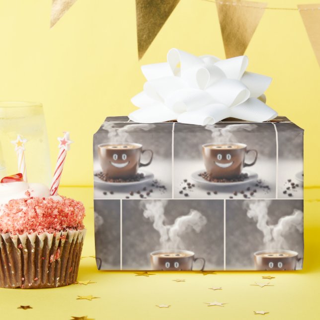 Coffee With Happy Smile Wrapping Paper (Birthday Party)