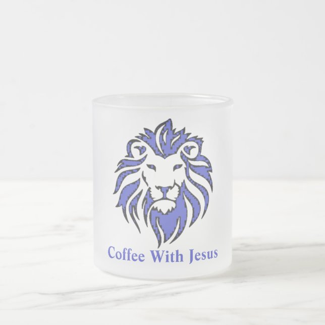 Coffee With Jesus Frosted Glass Coffee Mug (Center)