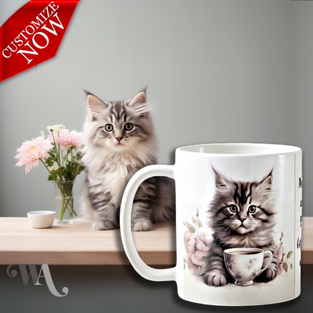 Coffee with my Cat  Mug (Easy to customize text)