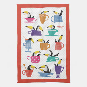 Coffee with Toucans Tea Towel