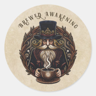 Coffee wizard classic round sticker