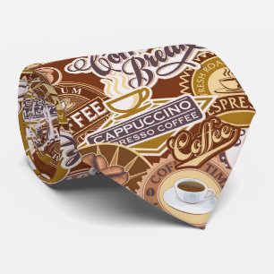 Coffee word art mug pattern tie