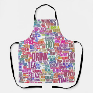 Coffee Word Cloud Text Pattern Tea Cup Apron