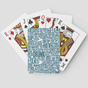 Coffee Word Cloud Text Pattern Tea Cup Playing Cards