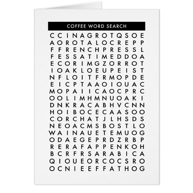 coffee word search puzzle (Front)
