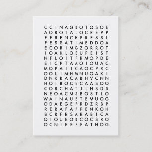 coffee word search puzzle loyalty card
