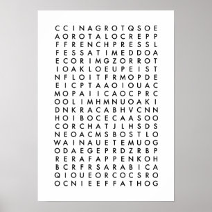 coffee word search puzzle poster