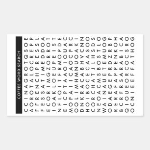 coffee word search puzzle rectangular sticker