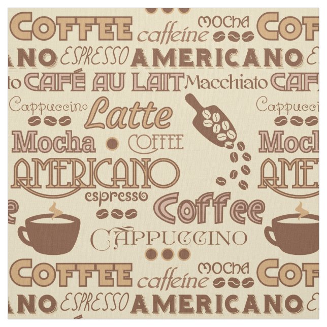 Coffee Words Fabric (Swatch)