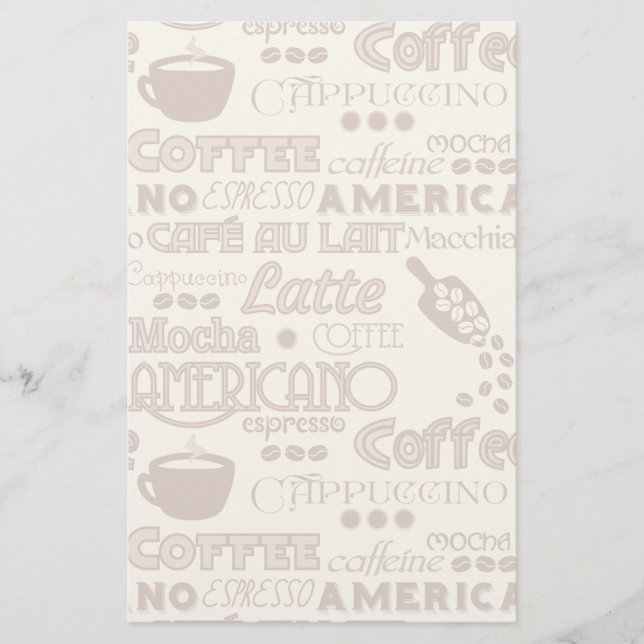 Coffee Words Stationery (Front)