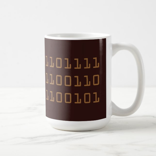 Coffee written in binary code mug, brown mug (Right)