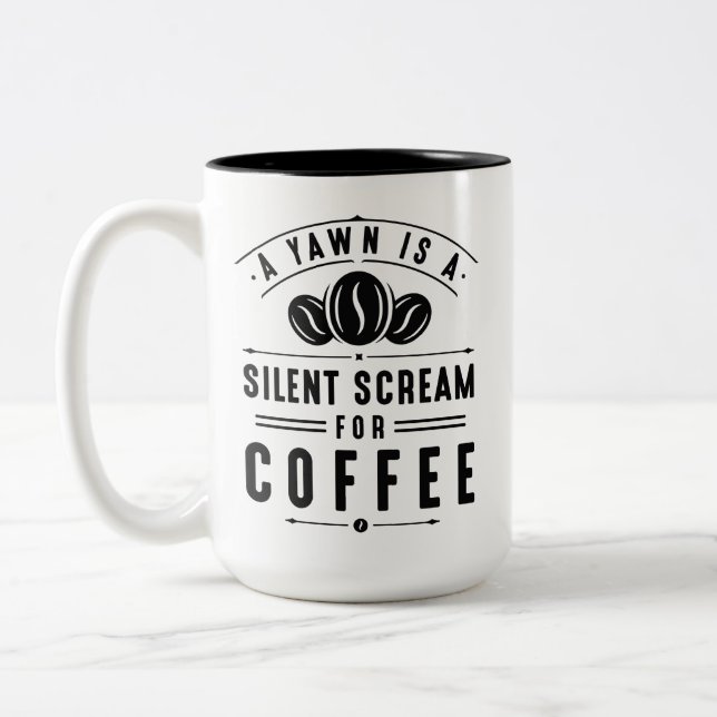 Coffee Yawn Two-Tone Coffee Mug (Left)