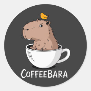 Coffeebara Cute Capybara Coffee Cup Funny Pun Classic Round Sticker