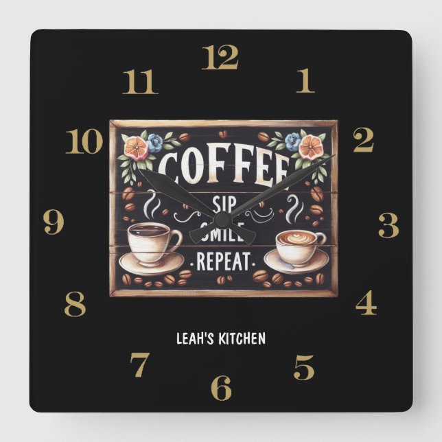 Coffeecore Clock Coffee Memes Barista Chalkboard (Front)