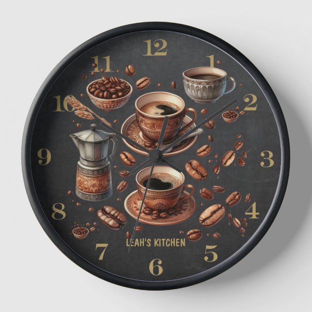 ☕ Coffeecore Clock Coffee Memes Barista Chalkboard (Front)
