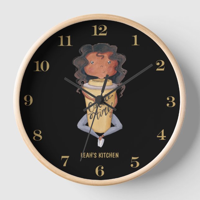 ☕ Coffeecore Clock Coffee Memes Barista Chalkboard (Front)