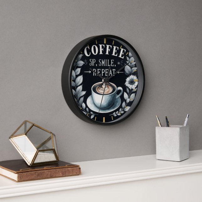Coffeecore Decor - Coffee Memes Chalkboard Wall  Clock (Office)