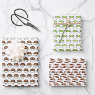 Coffeehouse Lattes Matcha Chai Tea Coffee Latte Wrapping Paper Sheet