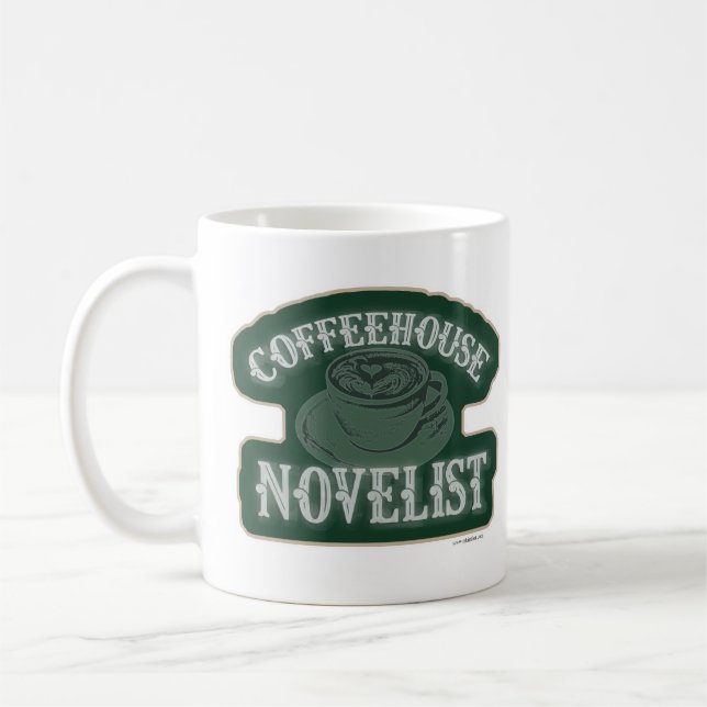 Coffeehouse Novelist Encouragement Author Logo Coffee Mug (Left)