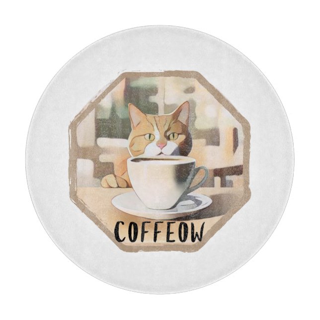 Coffeow Busy Cute Cat Cutting Board (Front)