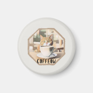 Coffeow Busy Cute Cat Magnet